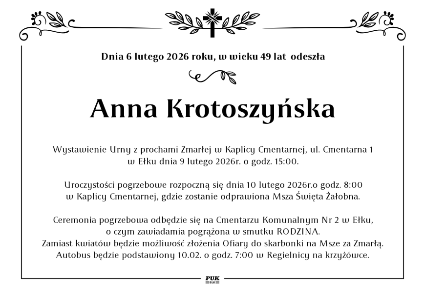 Anna Krotoszyńska - nekrolog